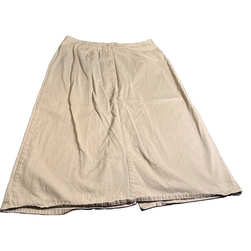 VTG Newport News Jeanology Womens 20W Khaki Cotton Maxi Skirt Y2K Plus Size